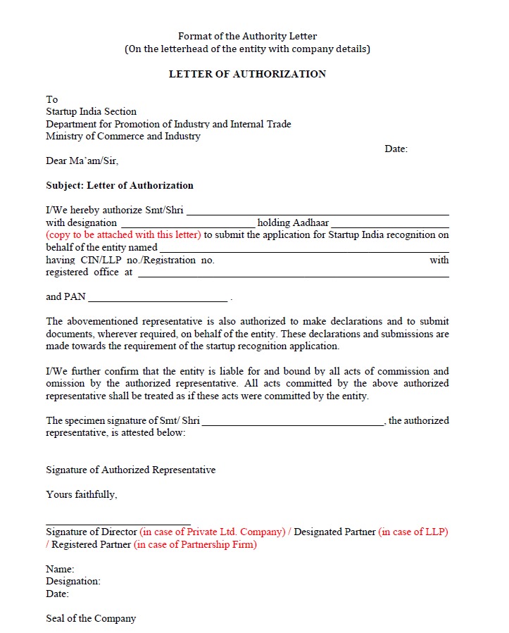 Authorization letter  sample