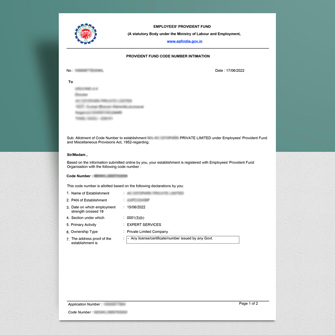 ESI/PF Certificate sample